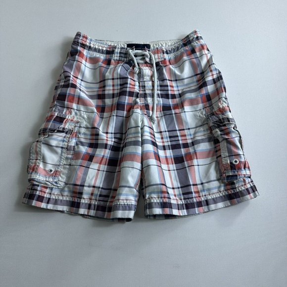 Abercrombie & Fitch Swim Board Cargo Shorts Plaid Mens Size XL Mesh Lined - Picture 1 of 7